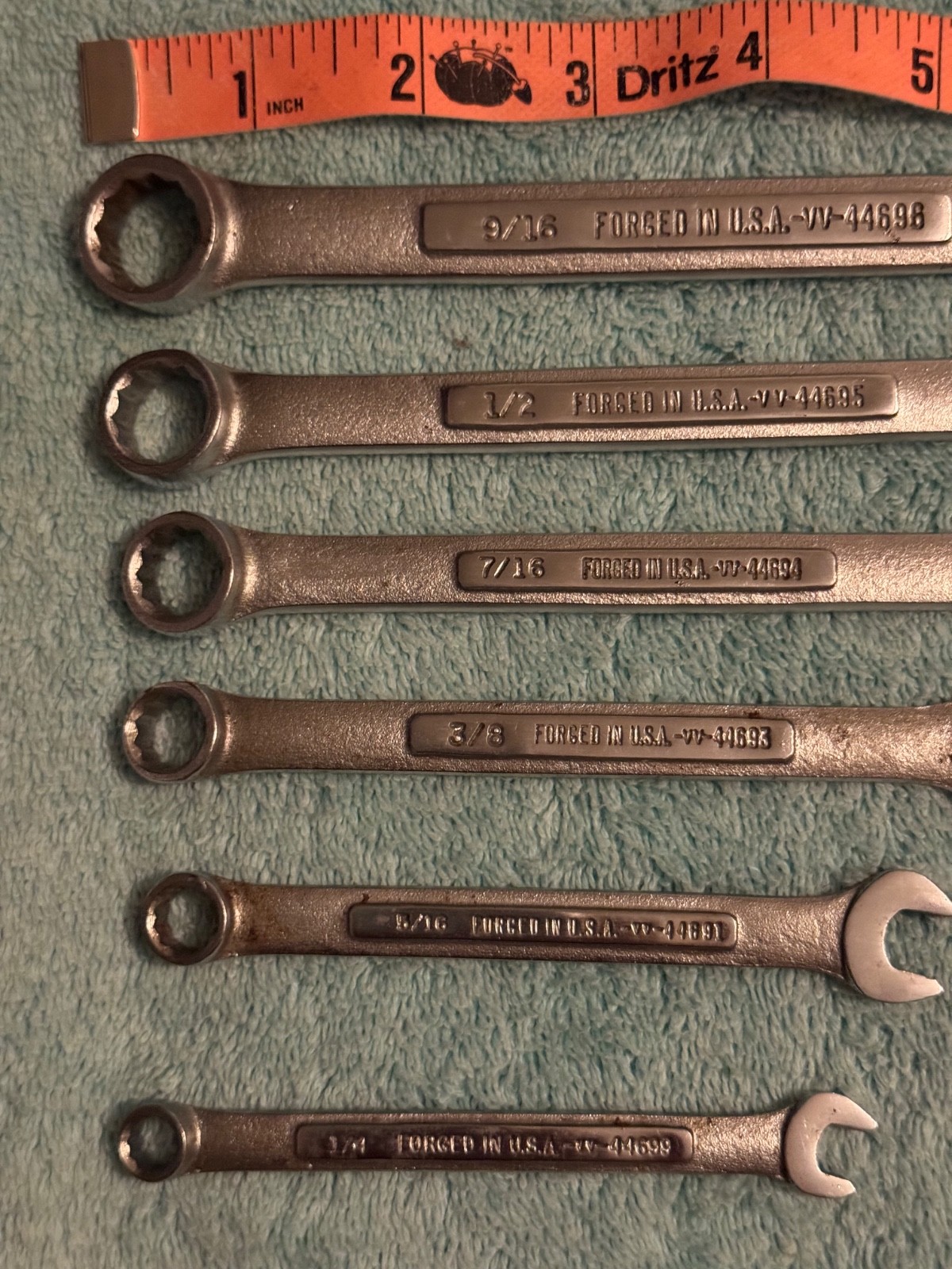 Vintage Craftsman VV Series 6pc SAE Combination Wrench Set 1/4-9/16 12pt USA
