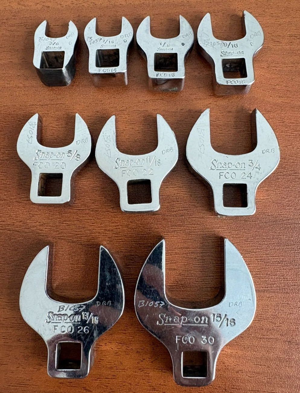 Snap On FCO12/14/18/20/22/24/26/30–3/8″ Drive SAE Open-End Crowfoot Wrench Set