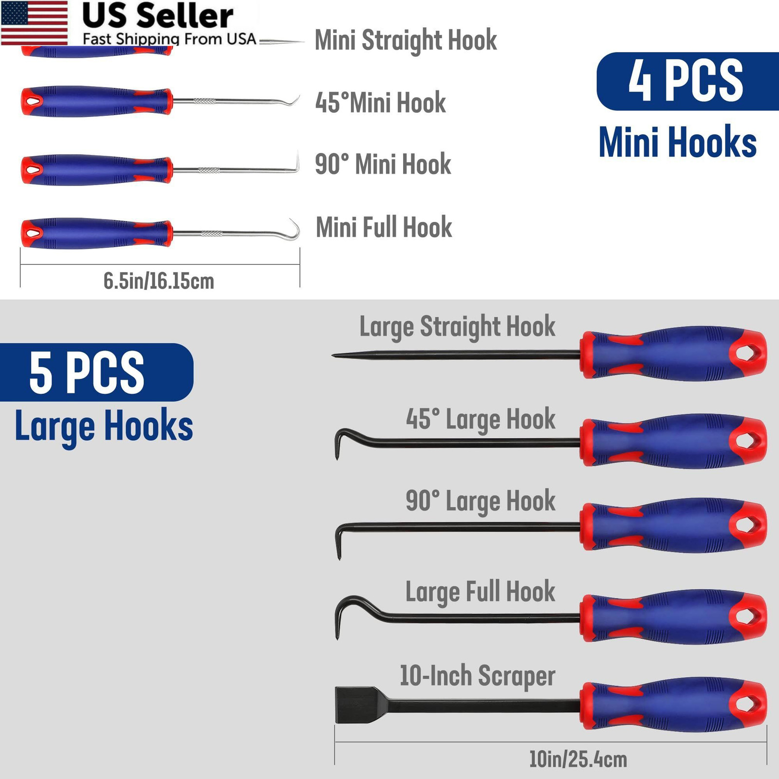 WORKPRO 9Pcs Precision Pick & Hook Set with Scraper, Small, Multicolor