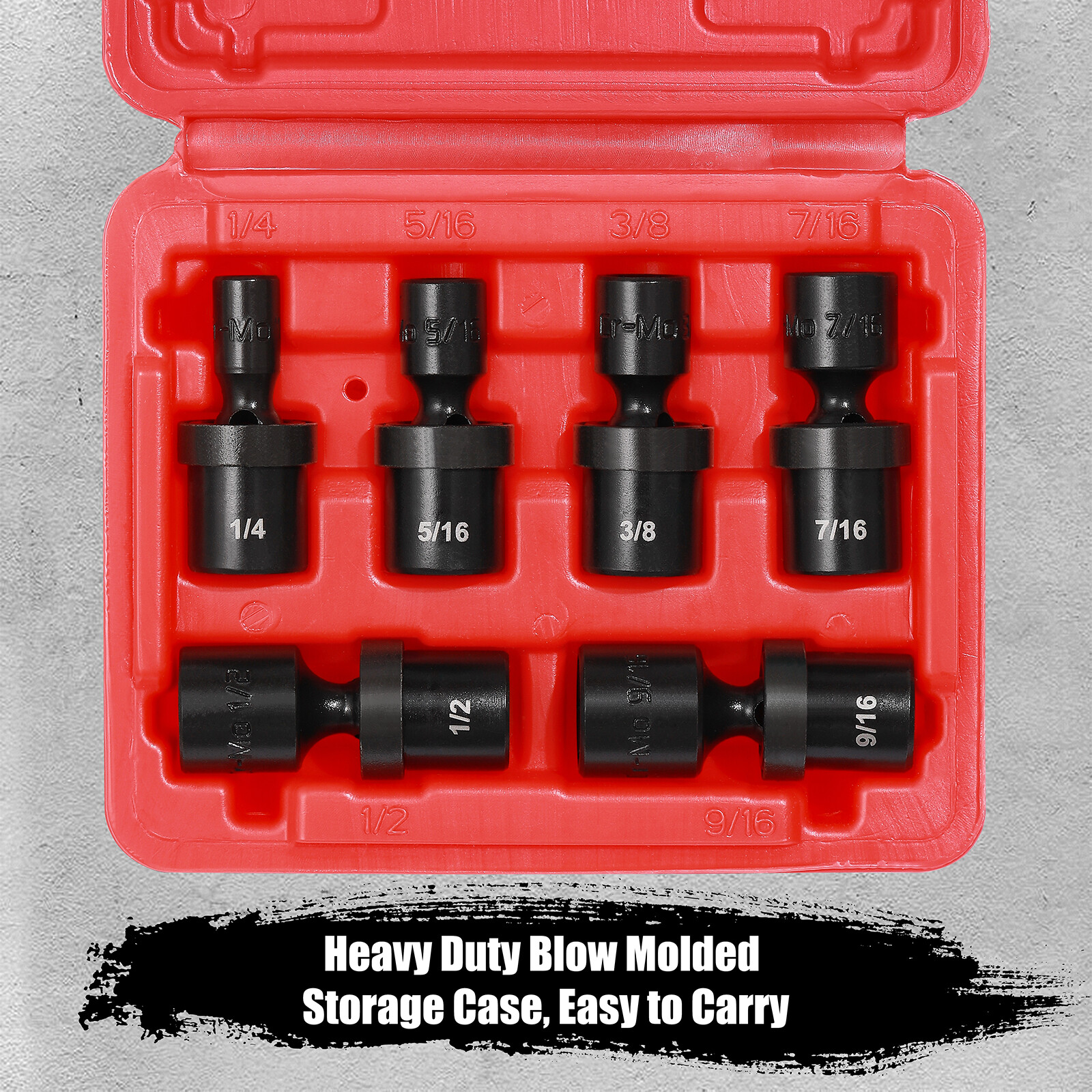 6PCS 1/4″ Drive SAE Shallow Universal Impact Socket Set 1/4″-9/16″ Swivel CR-MO