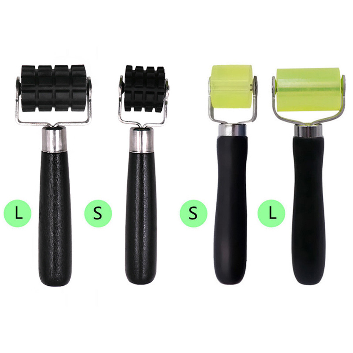 4PC Car Sound Noise Deadener Rubber Rolling Wheel Badge Emblem Glass Roller Tool