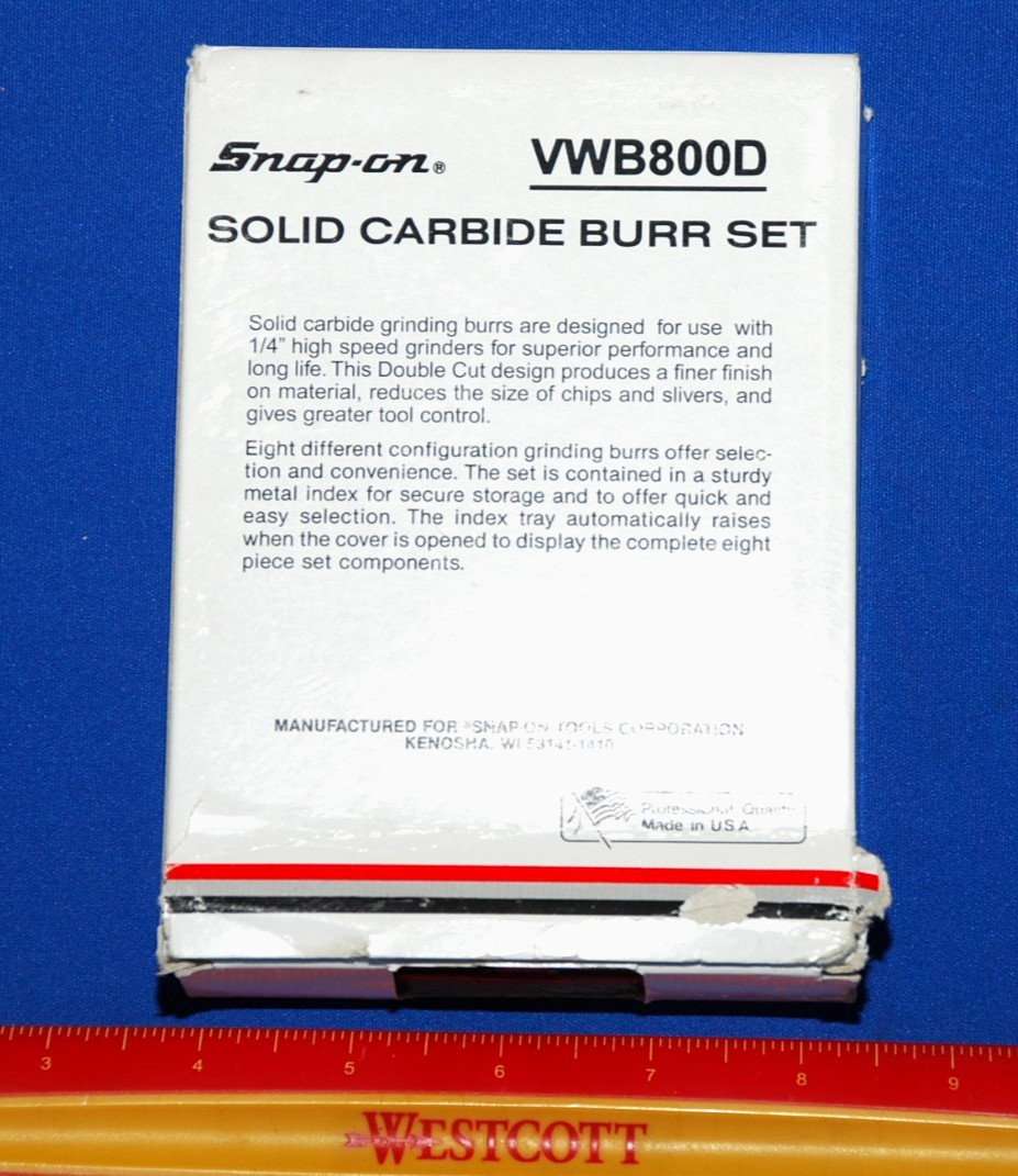 Snap-On Tools NEW Ships for FREE 8 Pc Carbide Burr Set for Die Grinder VWB800D