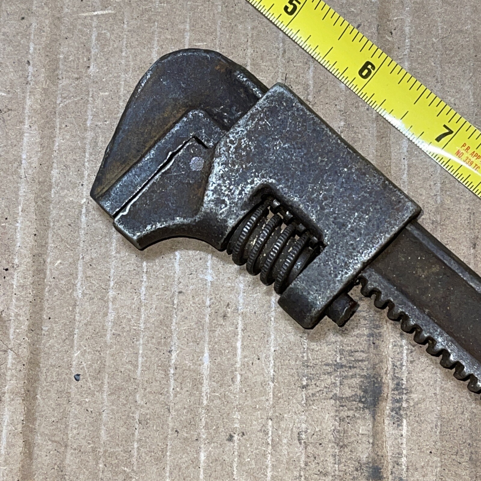 Vintage 9 In AUTO Adjustable Pipe Wrench 9″ Made In USA 9in Antique
