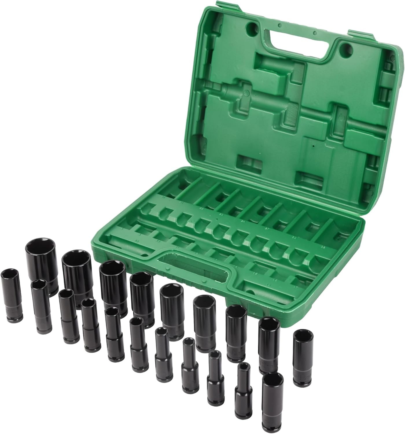 20PCS 1/2»Deep Impact Sockets Set Drive Metric 8mm-32mm Deep 6-Point Set w/case
