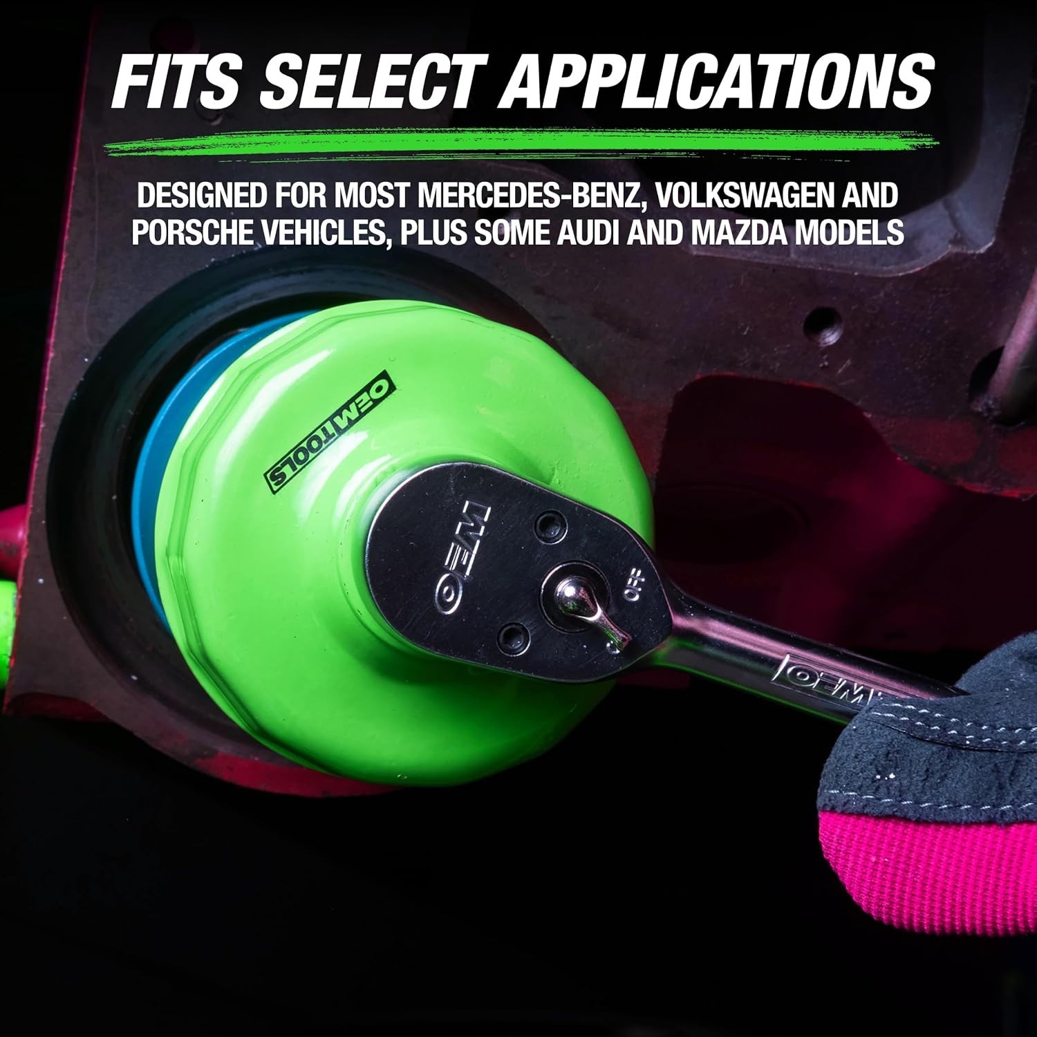 Precision-Engineered 74mm 14 Flute Oil Filter Wrench – Lightweight, Green