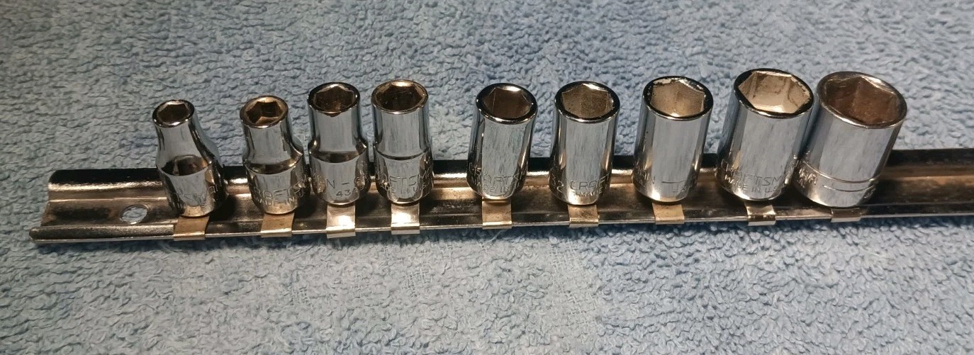 Craftsman 1/4″ Dr. SAE Chrome 9 PC. Socket Set 3/16″-1/2″ 6pt, See Description