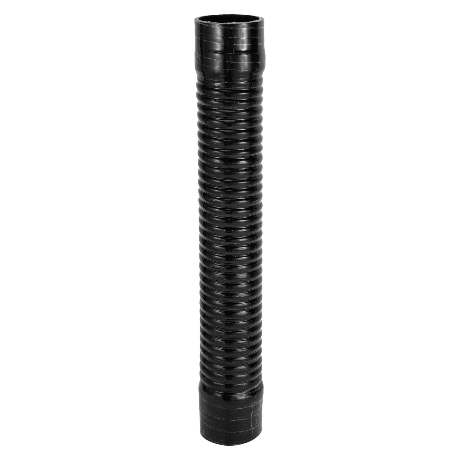 1pc 68mm 2.68″ ID 500mm 19.69″ L 0° Black Threaded Silicone Tube for Car