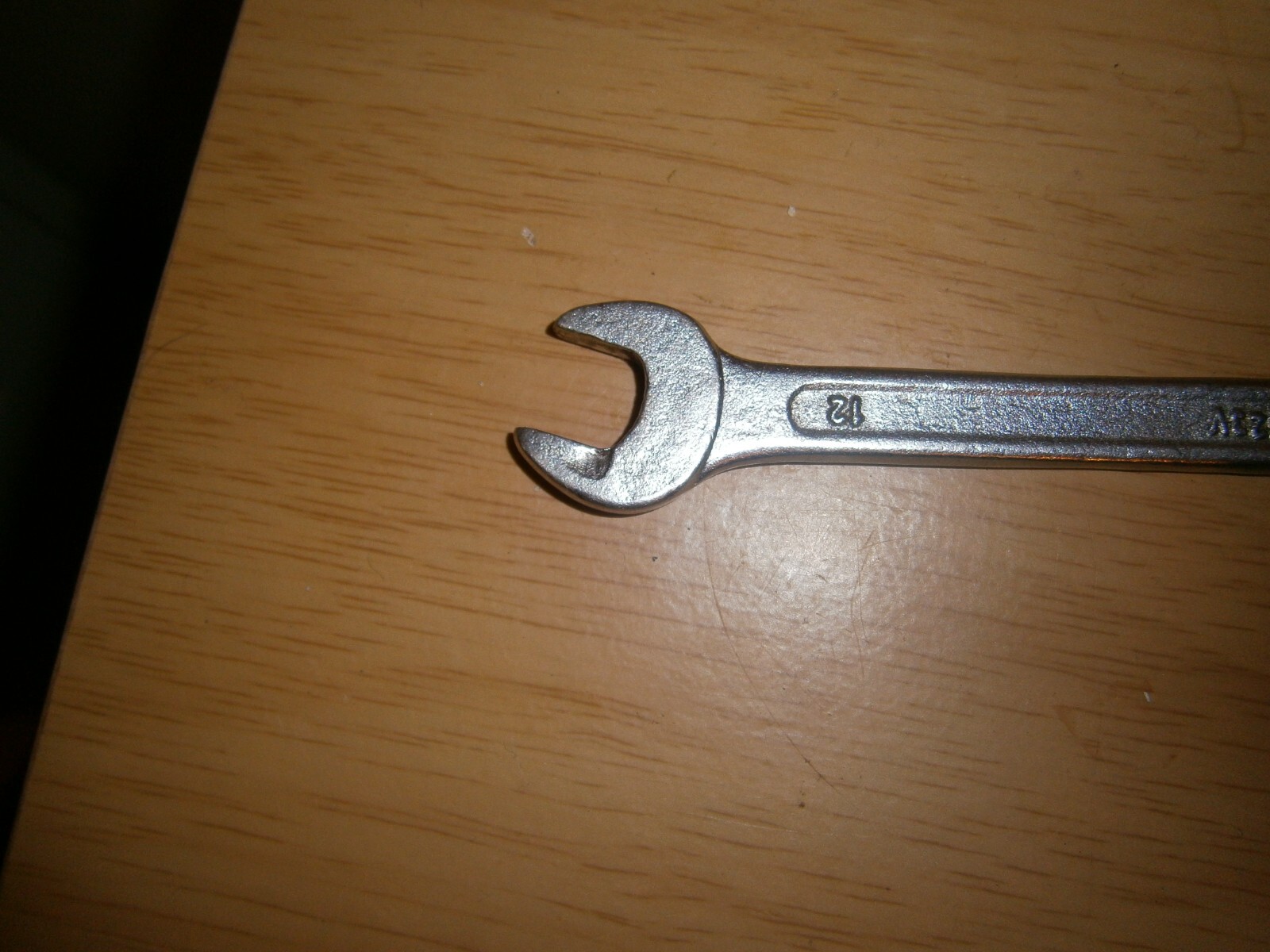 Vintage silver tone spanner. 12mm both ends.(E6b)