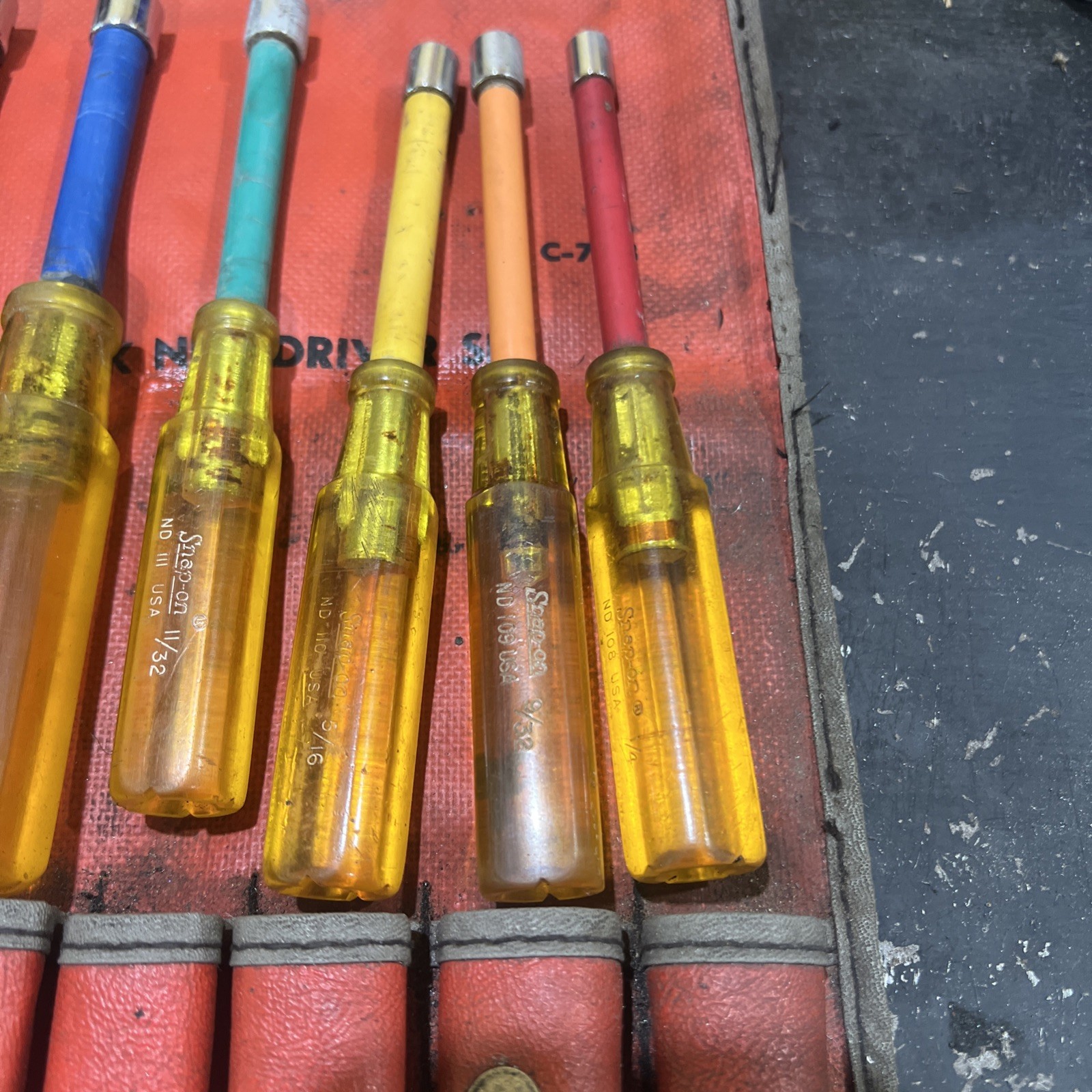 Snap On 7pc Nut Driver Set SAE ND-107OK in C-77B pouch
