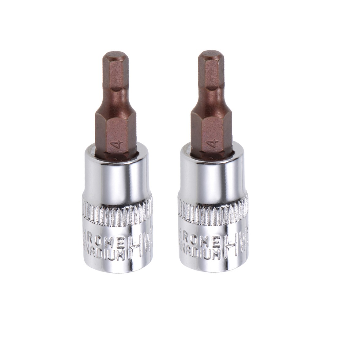 2 pack 1/4″ Drive x 4mm Hex Bit Socket Standard Metric S2 & Cr-V Steel
