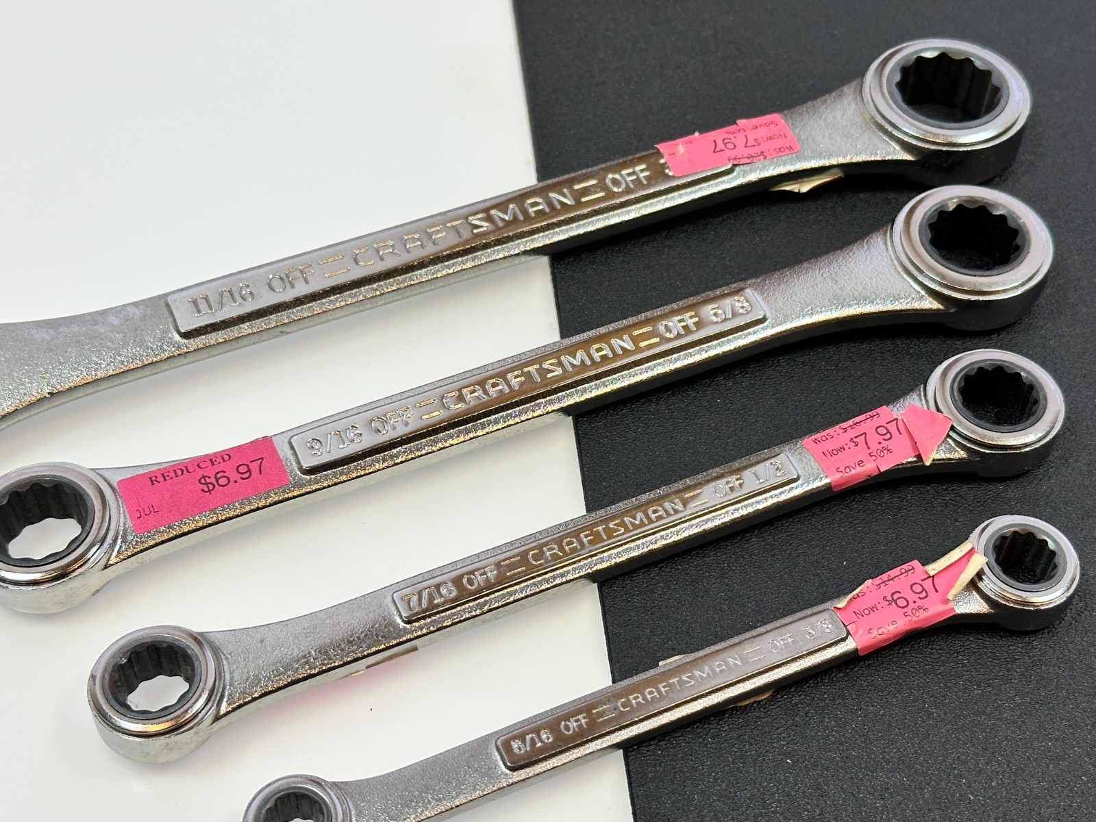 NOS Craftsman USA 42446 SAE 5/16″-3/4″ Ratcheting Double Box Wrench Set (Rare)