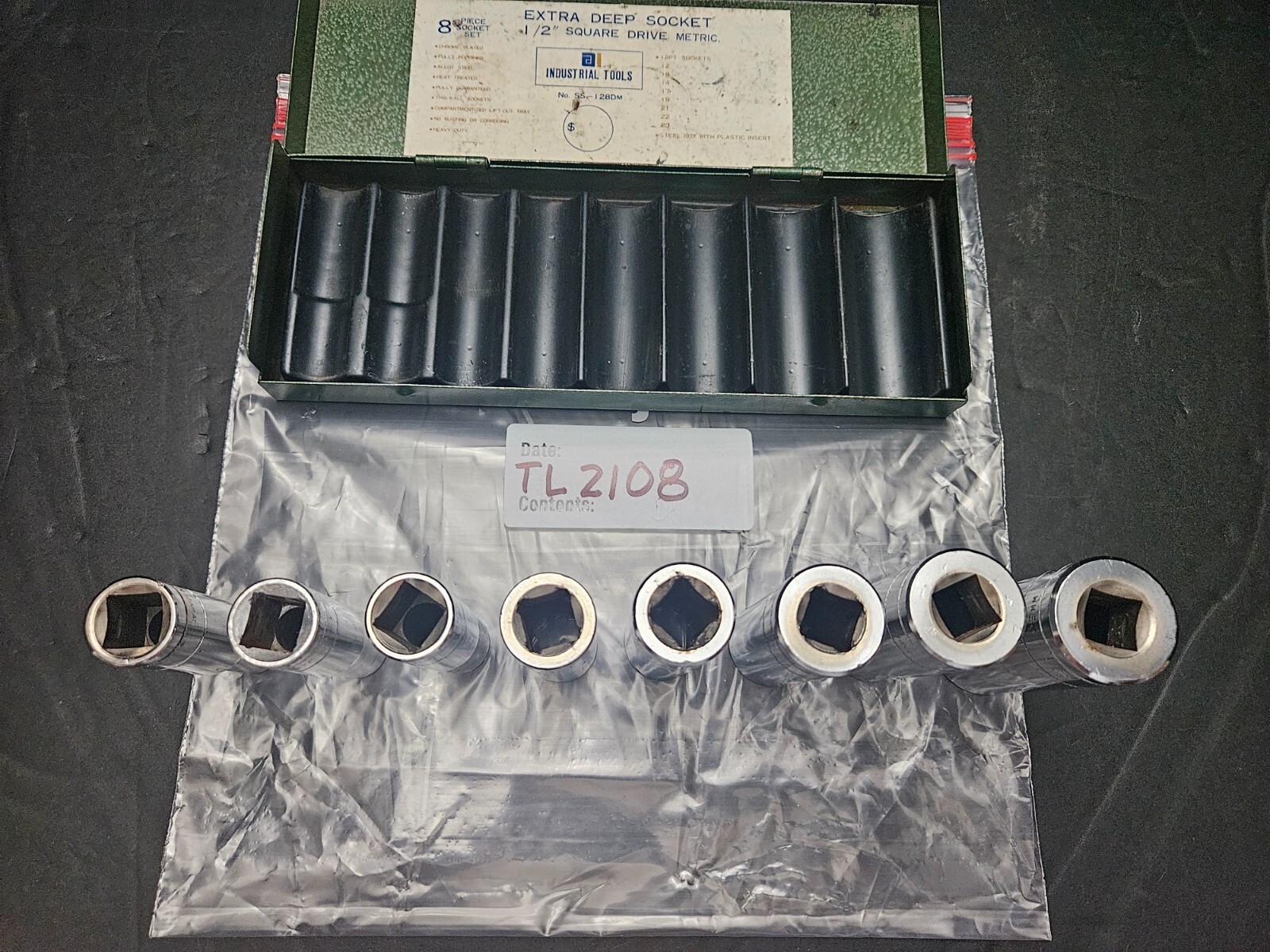 INDUSTRIAL TOOLS #SS-128DM 8PC 12PT 1/2″ DRIVE EXTRA DEEP SOCKET METRIC (TL2108)