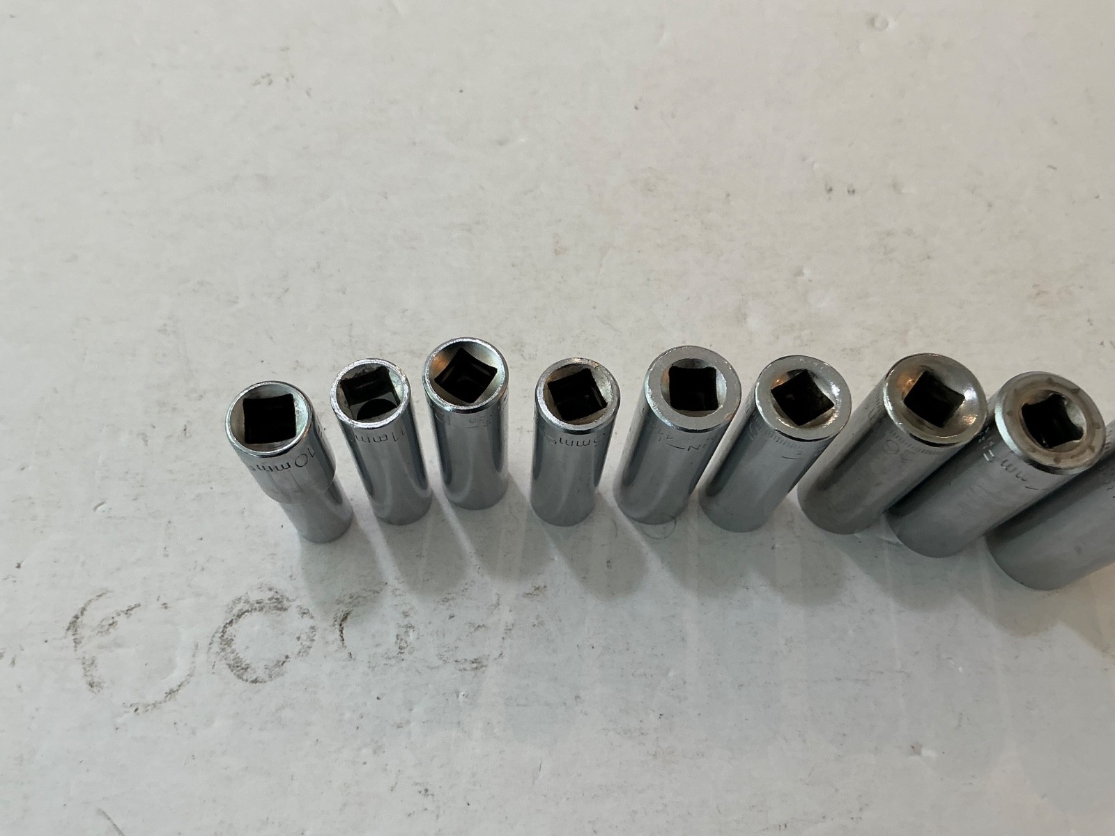Vtg Craftsman USA 3/8″ Drive 9 pc Metric 10-19mm Deep Well 6 Pt Socket Set USA