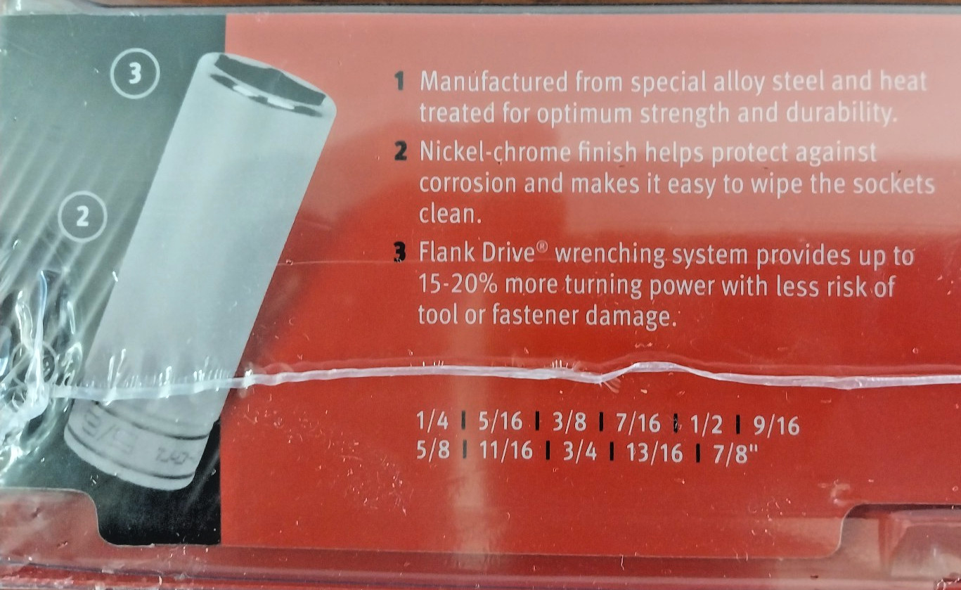 New Snap On 11pc 3/8″ 6 Point SAE Flank Drive Deep Socket Set 211SFSY