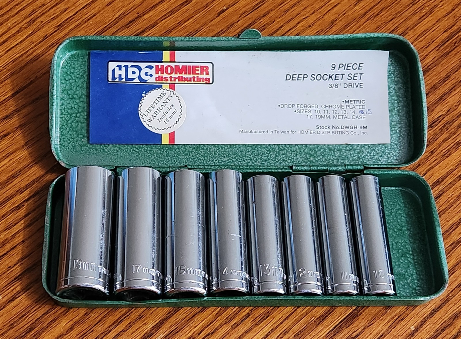 HDC Homier 9 Piece Deep Socket Set 3/8″ Drive Metric w/Metal Case