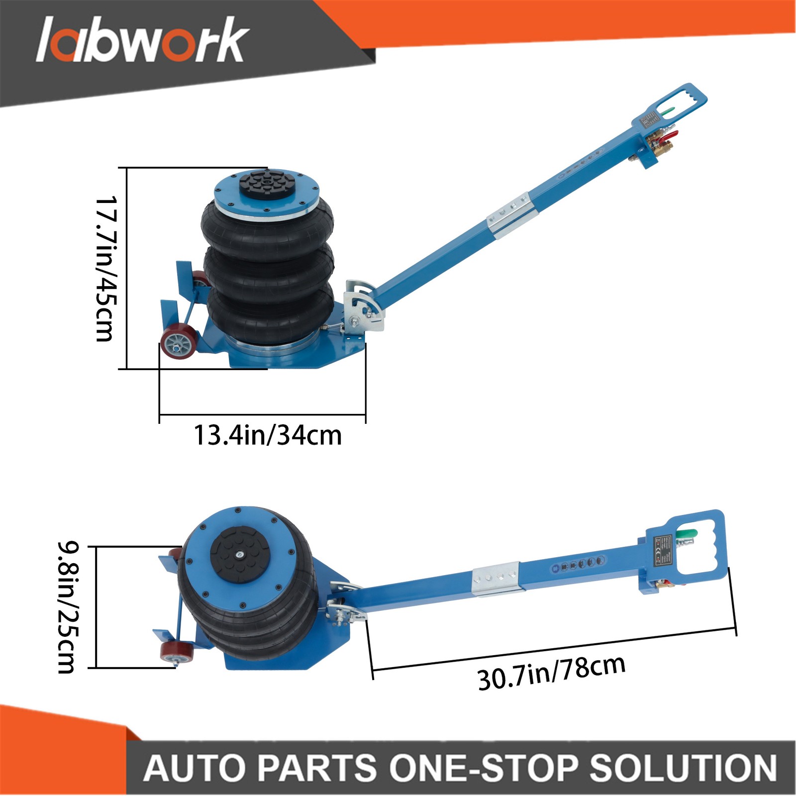 Labwork Triple Bag Air Jack 3 Ton/6600 lb Pneumatic Jack 17.7″ Car SUV Lifting