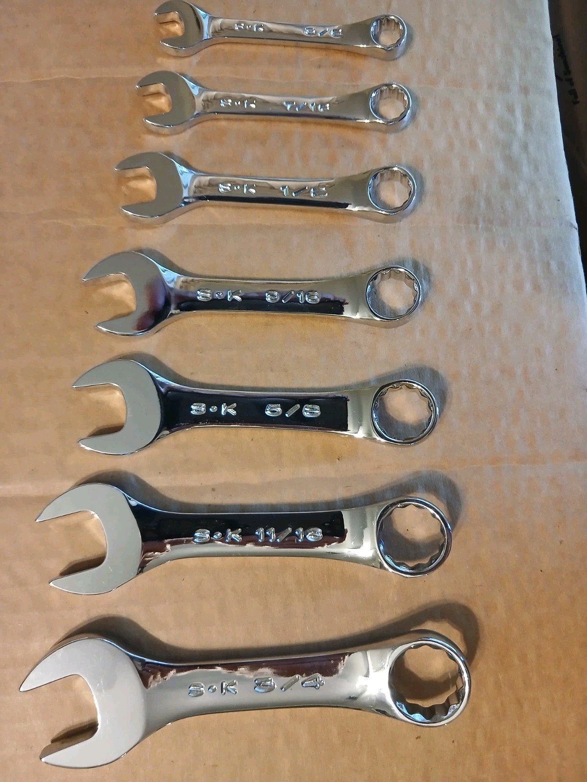S-K 7 pc Stubby Combination Wrench Set 3/8-3/4 Made In The USA