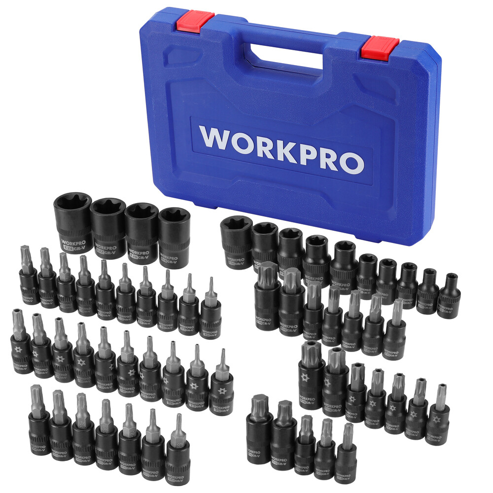 60-piece Master Torx Bit Socket&External Torx Socket Set 1/4″3/8″1/2″Drive Bits