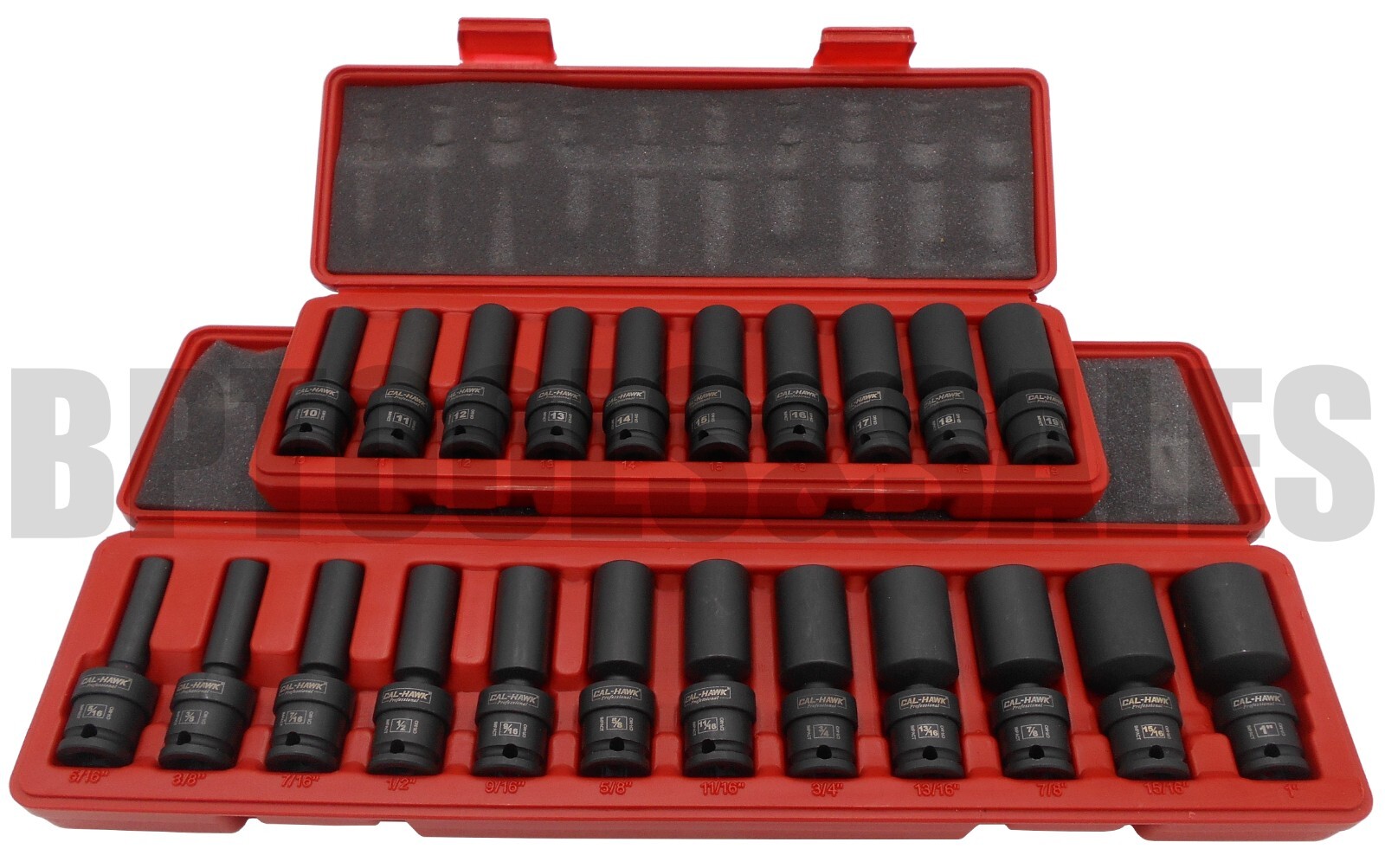 22pc 3/8″ Drive Universal Ball Swivel Deep Impact Socket Set SAE & METRIC