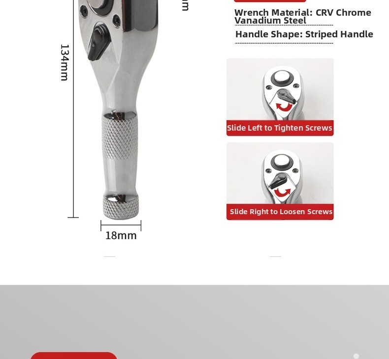 Short Handle 72 Tooth Ratchet Wrench Set with Quick Release Socket System