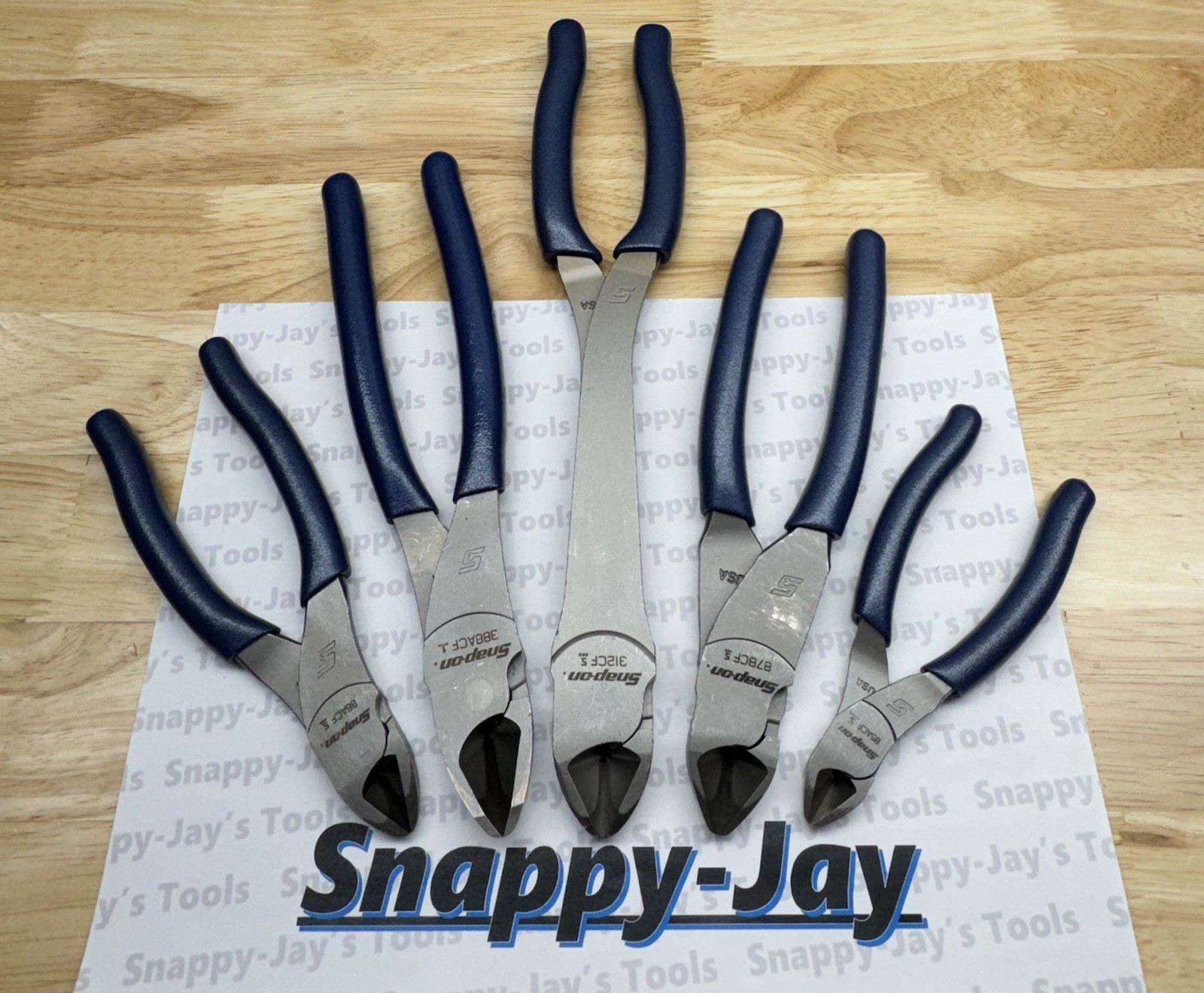 Snap-on Tools USA NEW 5pc POWER BLUE Diagonal Cutter Pliers Set CUTTER5MB