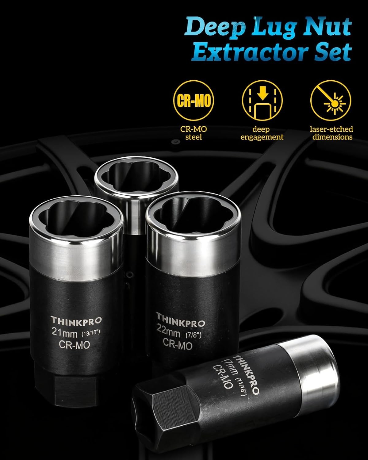 Locking Lug Nut Removal Tool-6 Pieces Deep Lug Nut Extractor Set,Stripped Lug…