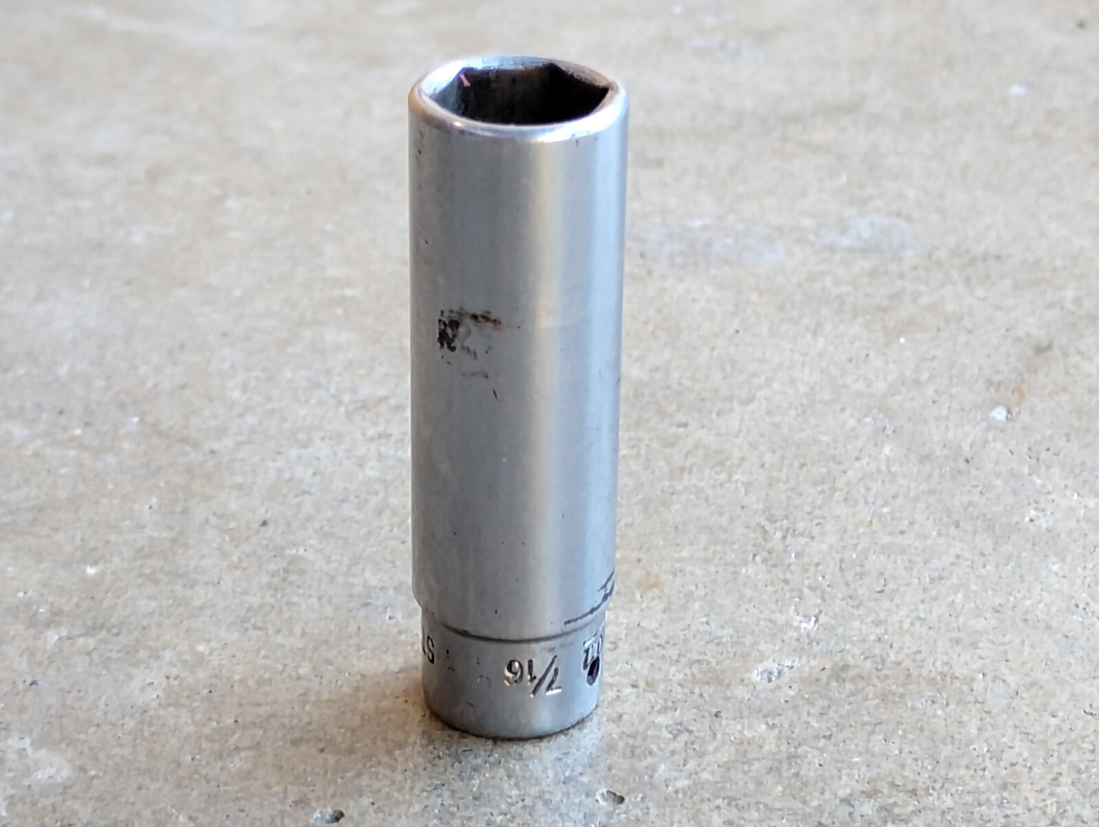 Snap On 1/4″ Drive 7/16″ 6PT SAE Deep Chrome Socket STM14