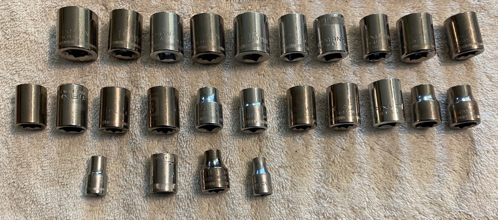 Lot of 42 – Craftsman 3/8″ Drive Metric Sockets, Made in USA
