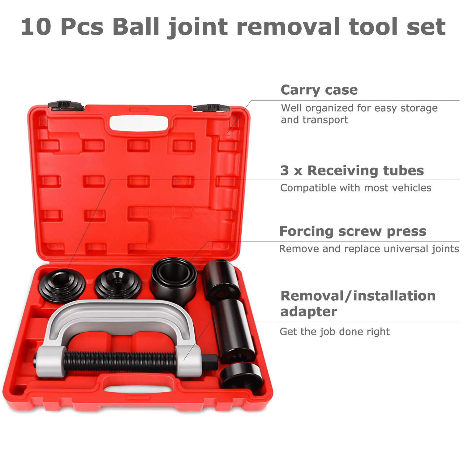 Heavy Duty 4 in 1 Ball Joint Press & U Joint Removal Tool Kit w/ 4 x 4 Adapters