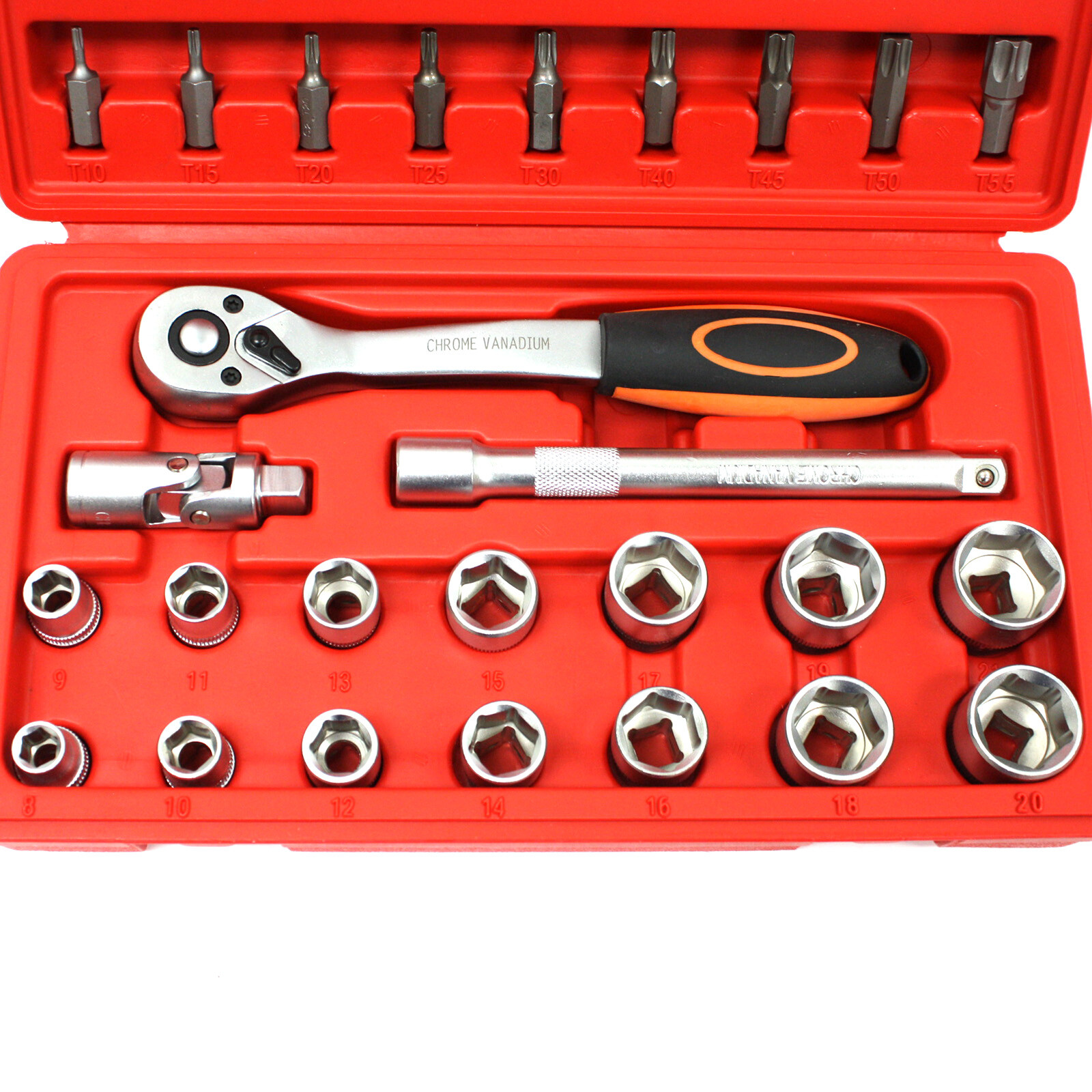 36 pcs 3/8″ Drive Metric Socket & Bit Set Star Hex Ratchet Wrench Bits Adapter