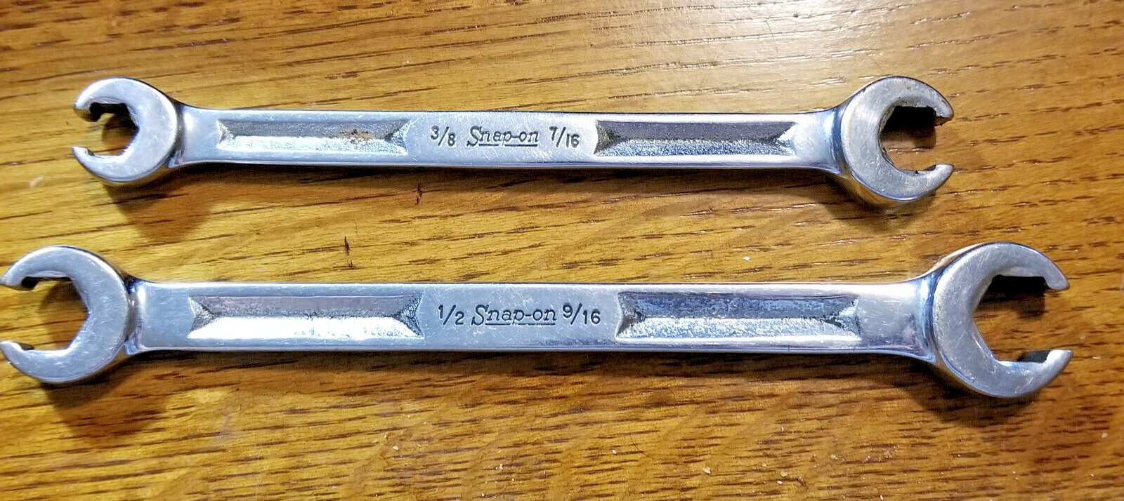 SNAP ON 3/8in x 7/16in & 1/2in X 9/16in Flare Nut Line Wrenchs VERY GOOD.