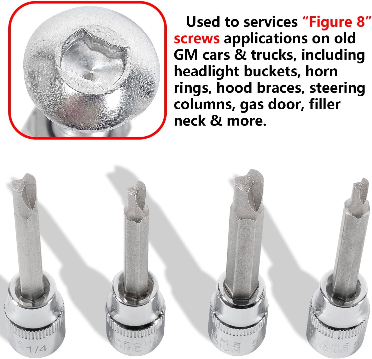 Clutch Head Bit Sockets 8755 for Repairing «Figure 8» Screws on Older Chevy Cars