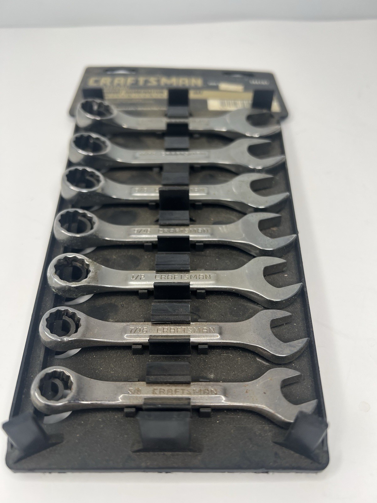 Craftsman 9 44101 7 Pc Short Combination Wrench Set 3/8-3/4 SAE Stubby USA