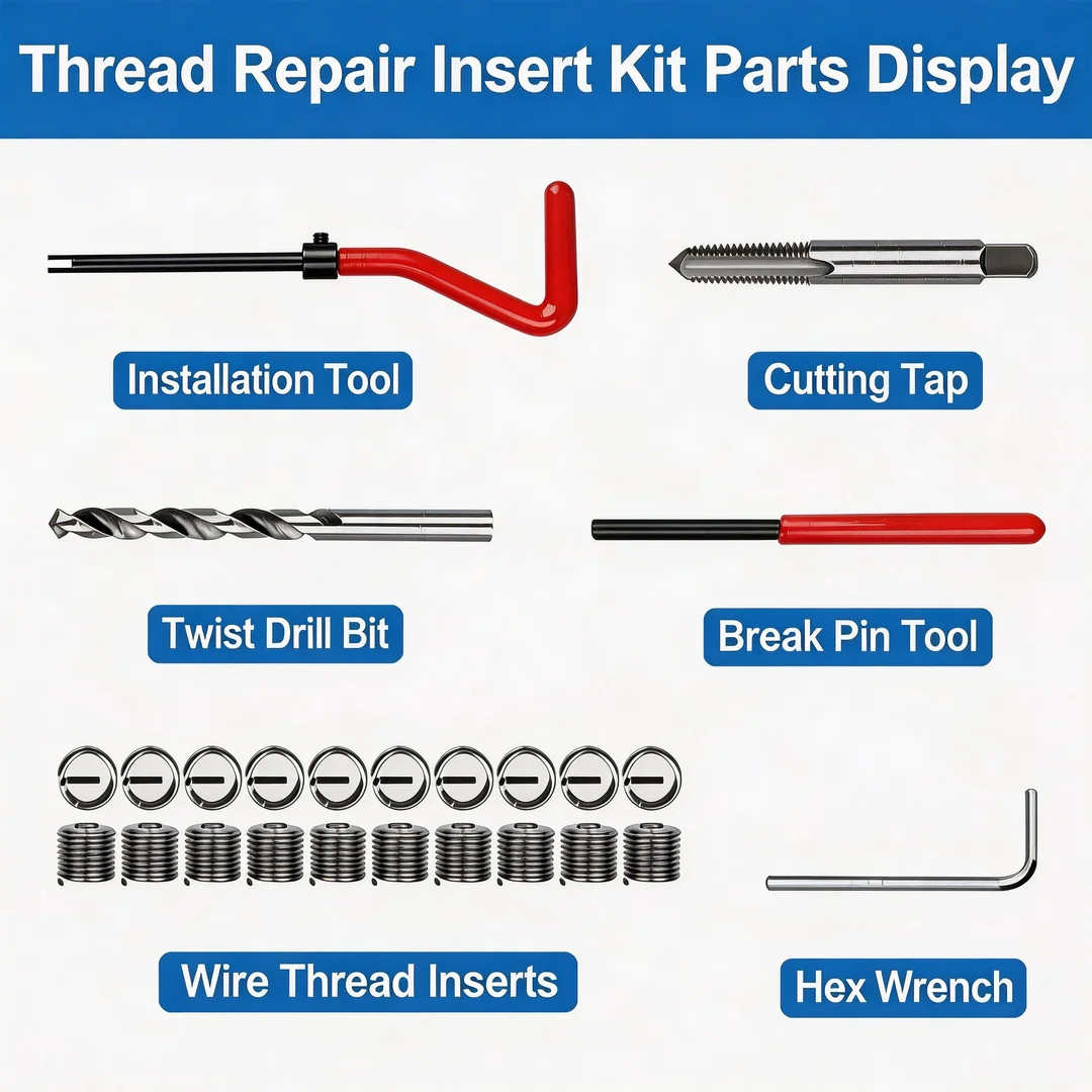 25-Piece M8x1.25 Thread Repair Kit with Stainless Steel Helicoil Inserts