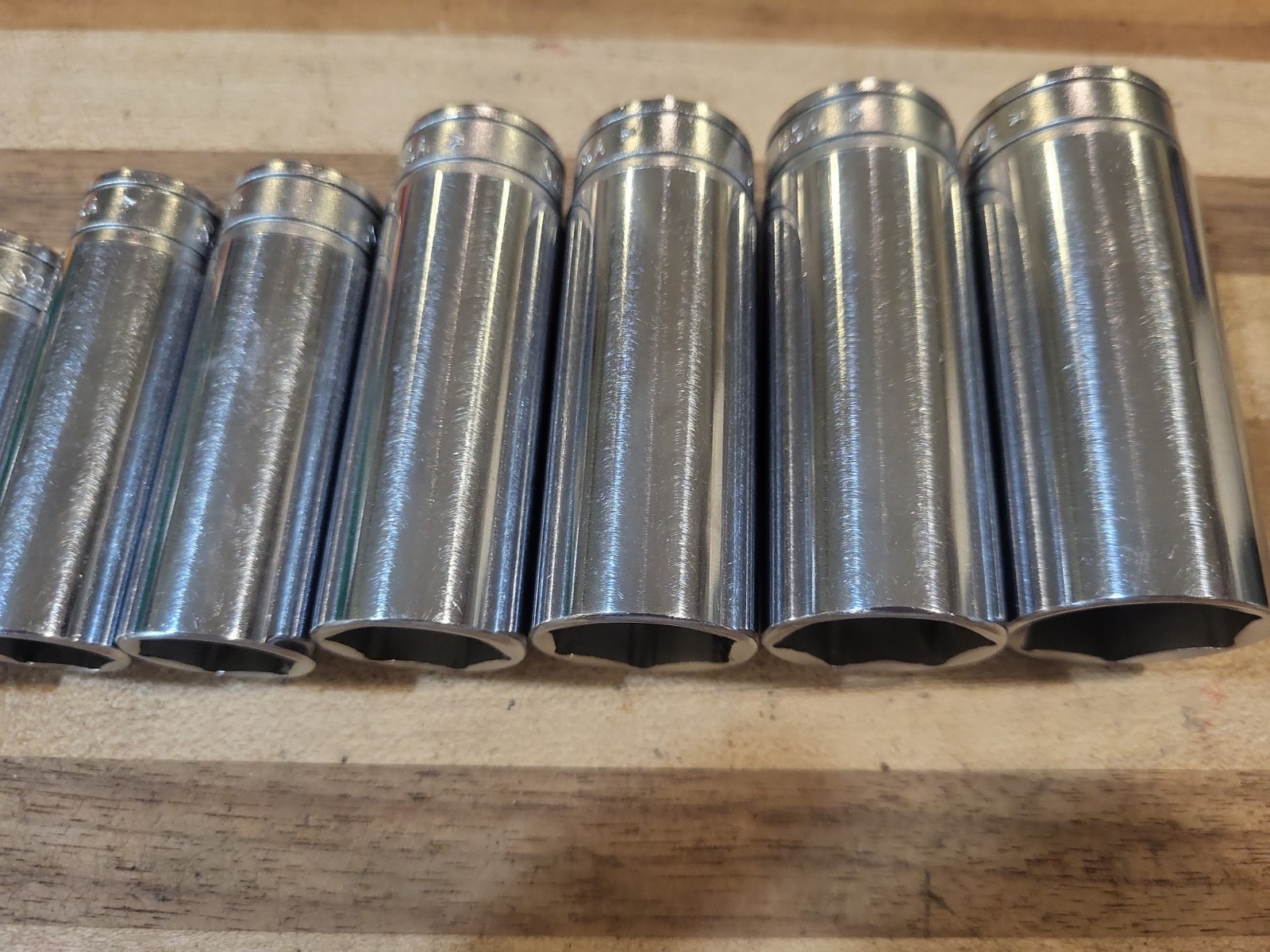 Snap-On 11 Pc. 3/8″ Dr. 6 Pt. SAE Deep Socket Set 211SFS. VGUC 🔥 🇺🇸