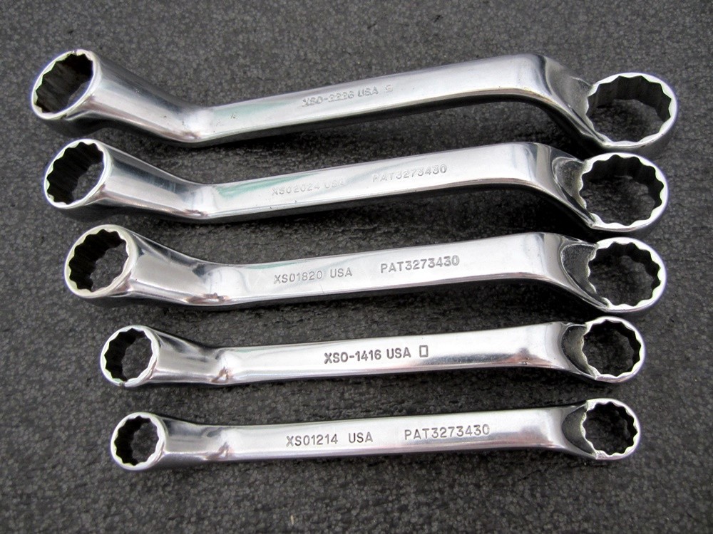 Vintage Snap-on 5pc SAE Short Deep Offset Box End Wrench Set Underline XSO USA