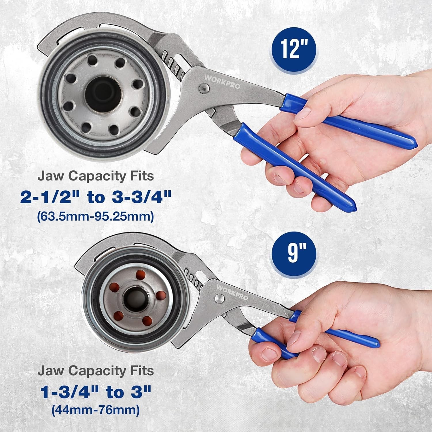 Oil Filter Wrench Set Carbon Steel Adjustable 9 & 12 Inch Auto Truck Tools