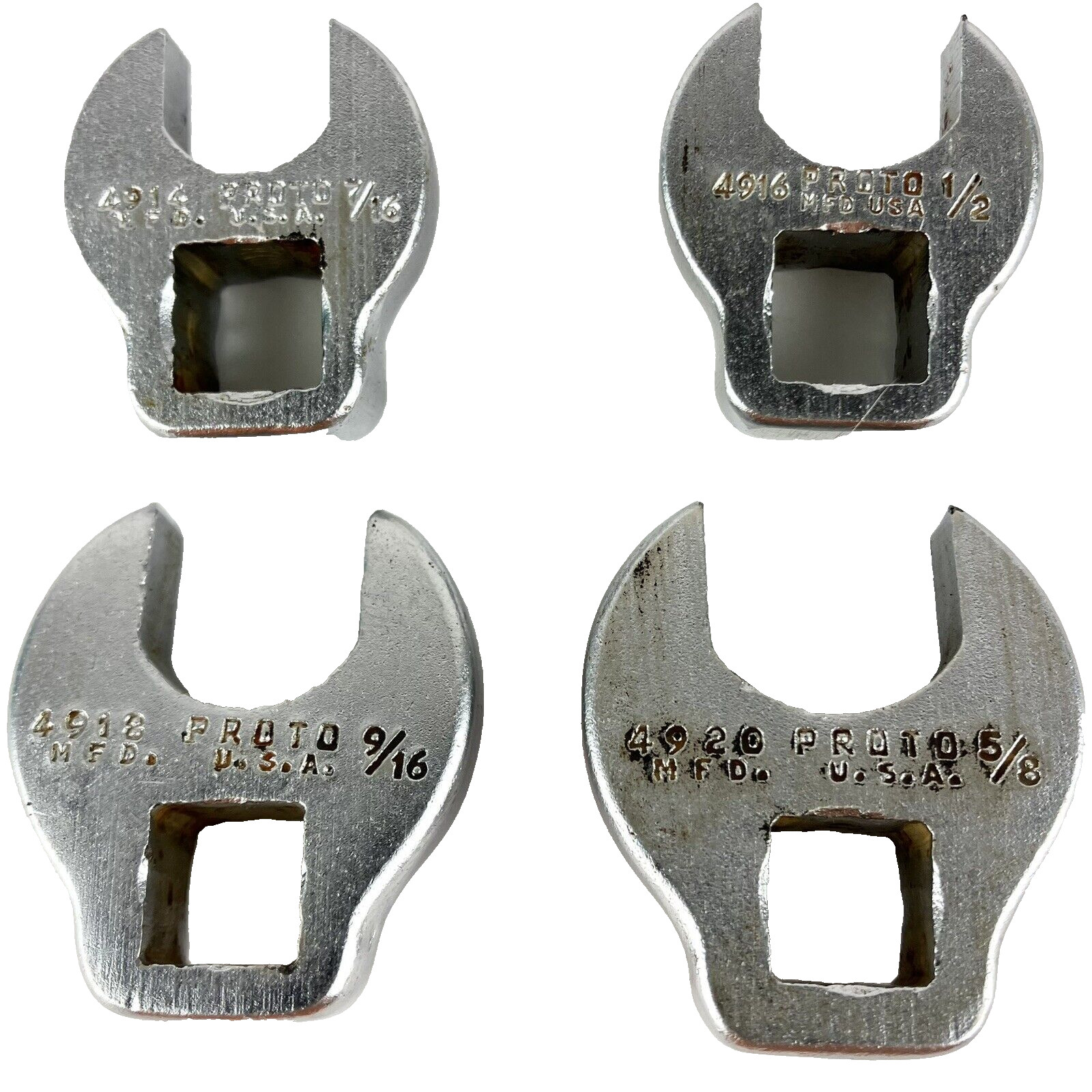 4 Proto Crowfoot Wrench 3/8dr. 7/16 1/2 9/16 5/8”Socket Vintage Tool USA