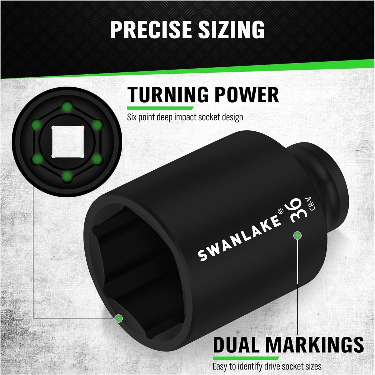 SWANLAKE 9-Piece 1/2″ Impact Axle Nut Socket Set, Deep Metric Large Socket Se…