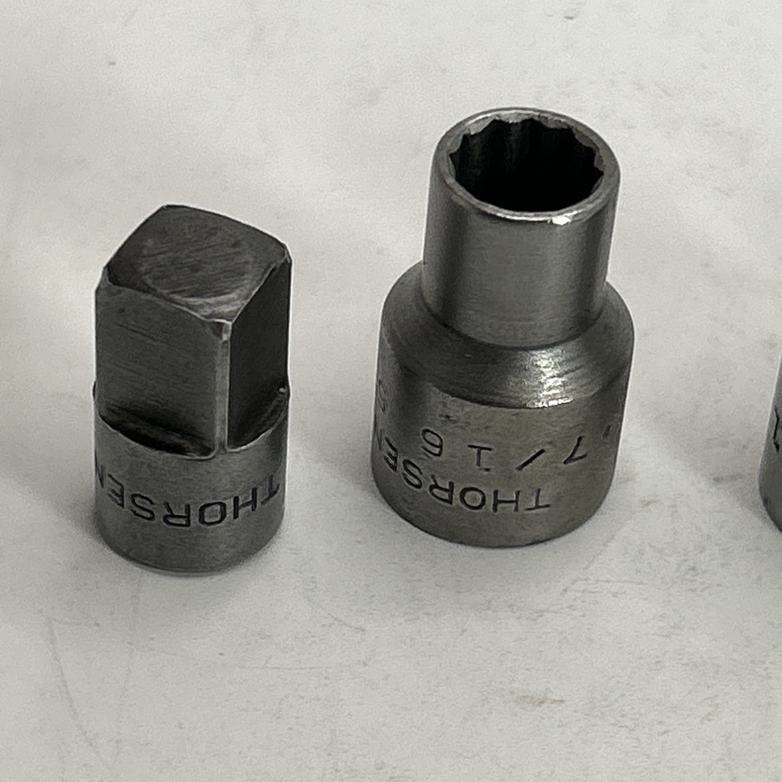 7 VINTAGE THORSEN 1/2″ DRIVE SET 12 POINT SOCKETS – 3/8 To 1/2 Adapter 7/16-1”