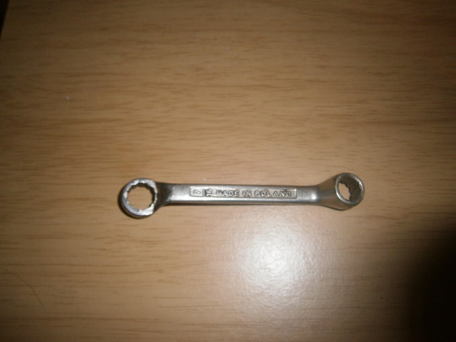 Vintage silver tone spanner. 7/16 & 3/8 ends.(E6c)