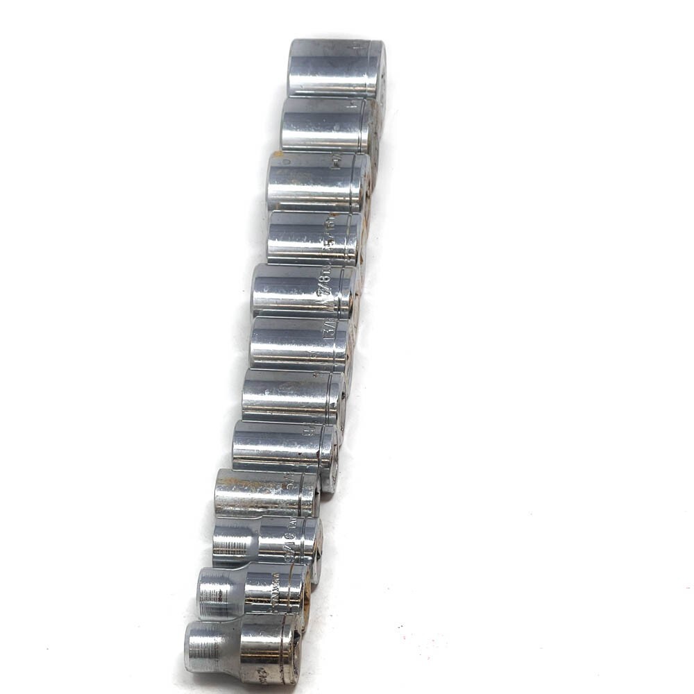 12 Pcs SAE 1/2 in Drive, Socket Set, 6 Point, Hand Tools, Workshop Equipments