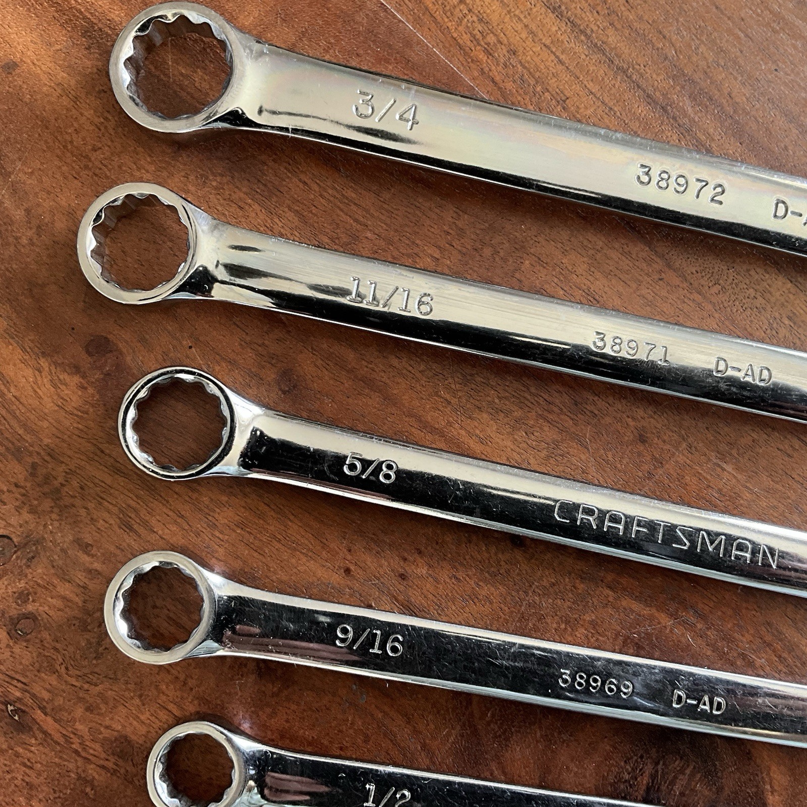 Craftsman 9 pc Combination Wrench Set D-AD 1/4″ to 3/4″ Polished Chrome 12 pt