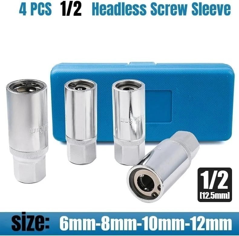 4pcs Socket Stud Screw Remover Extractor Installer Roller Bearing 6, 8, 10, 12mm