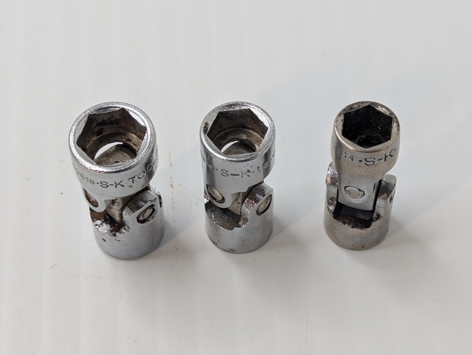 Lot Of 3 S-K 3/8″ Drive Universal Swivel Sockets 6-point 7/16, 1/2 & 9/16