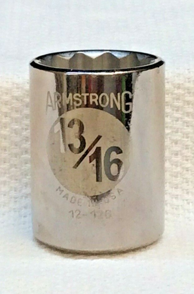 ARMSTRONG 12-126 SOCKET 13/16 INCH 12 POINT 1/2 INCH DRIVE NEW USA