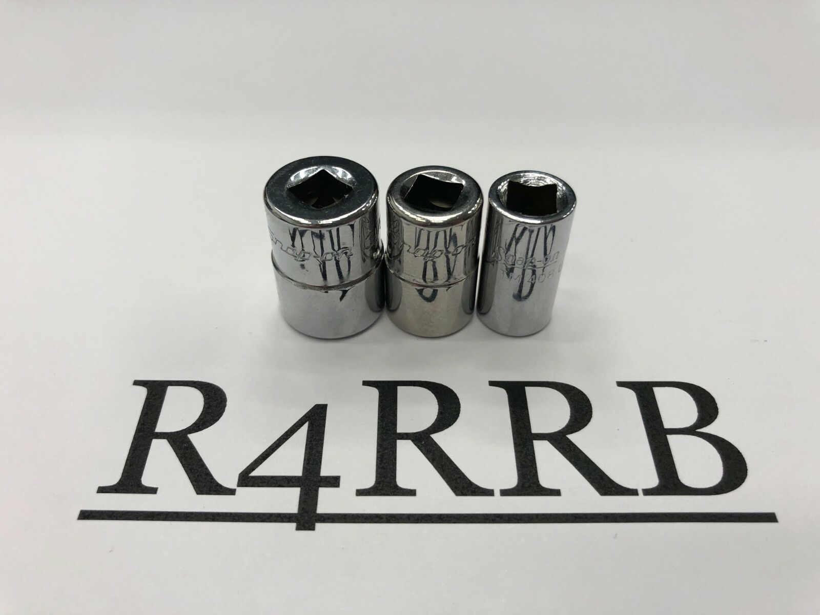 Snap-on Tools NICE 3pc 1/4″ Drive SAE 8pt Double Square Chrome Socket Lot Set id