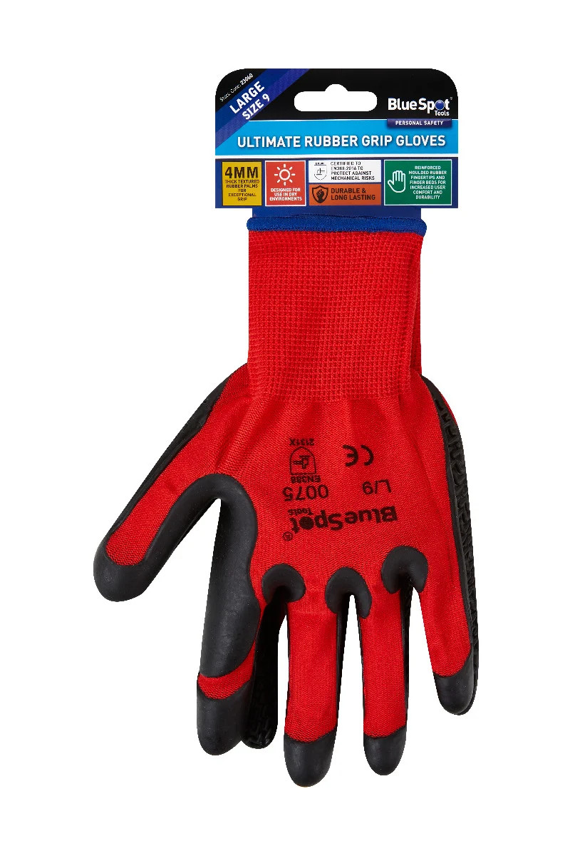 Ultimate Rubber Grip Gloves Large 4mm Thick Textured Palms Exceptional Dry 23060