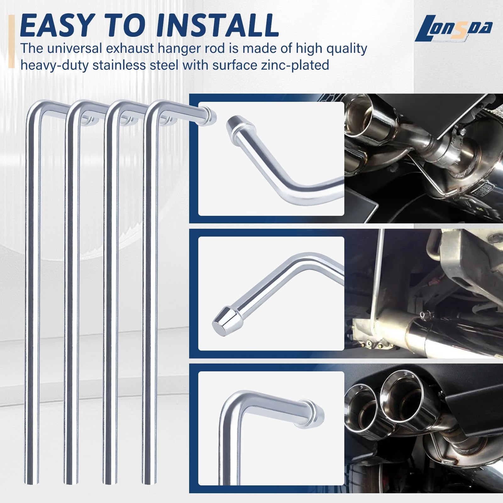 Universal Stainless Steel Exhaust Hanger Rod Weld on-9.5″Long 90 Degree Bent2…