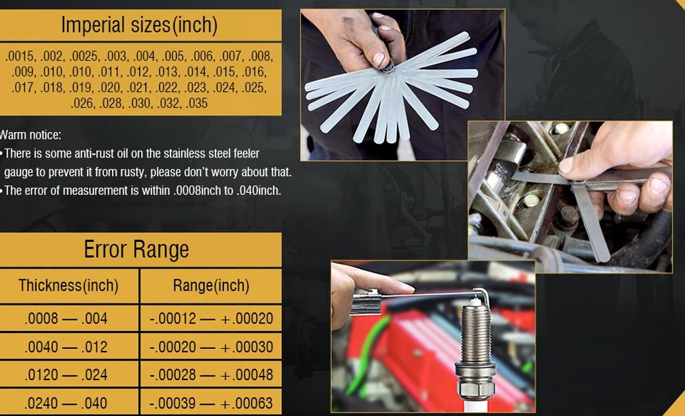 1pc 32-Blade Feeler Gauge Set Stainless Steel Dual Marked Metric & SAE – NEW